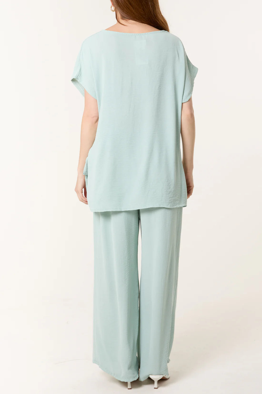 Tie Front Top & Wide Leg Trouser Co-ord Set – Seafoam
