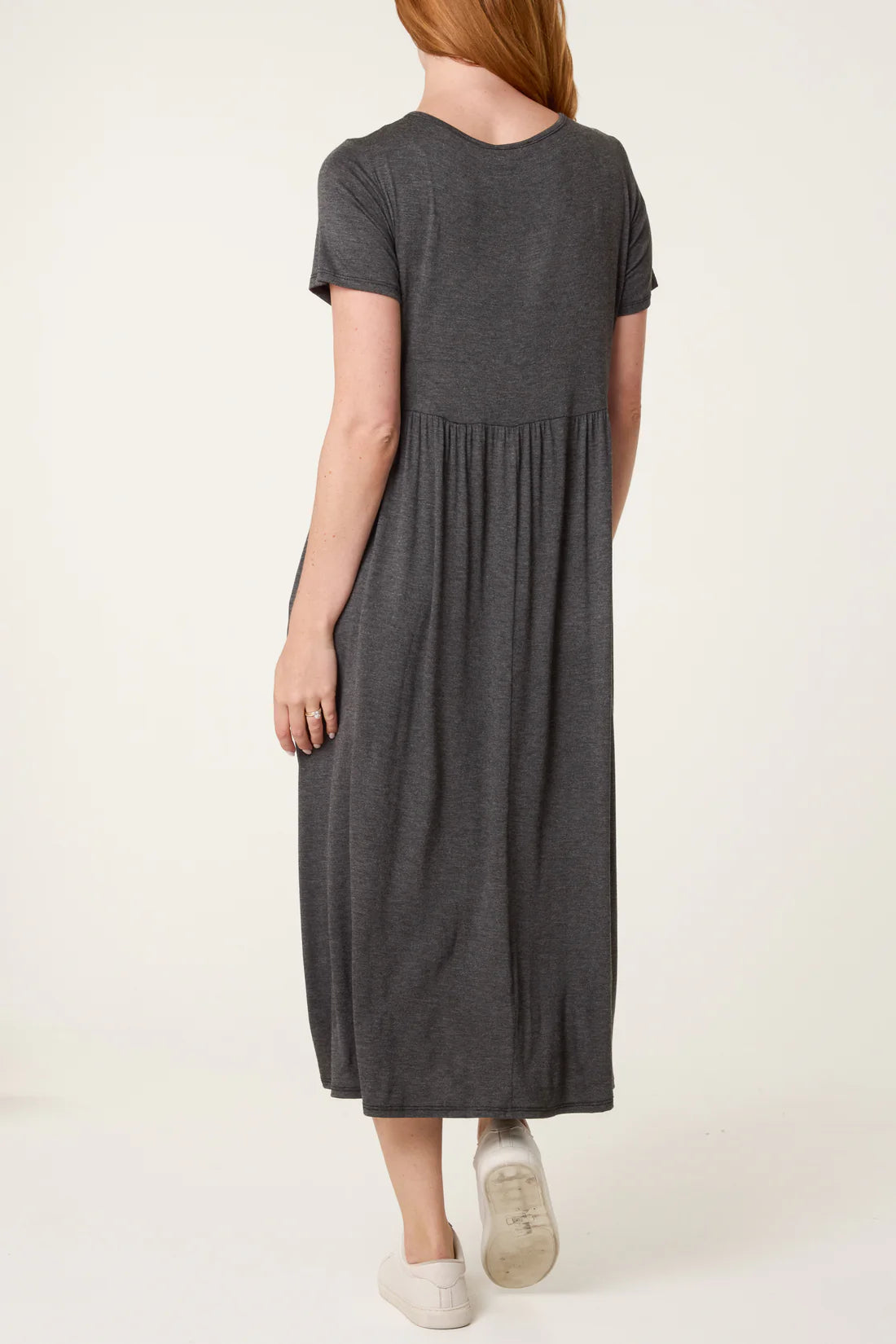 Stretch Tiered Midi Dress – Grey