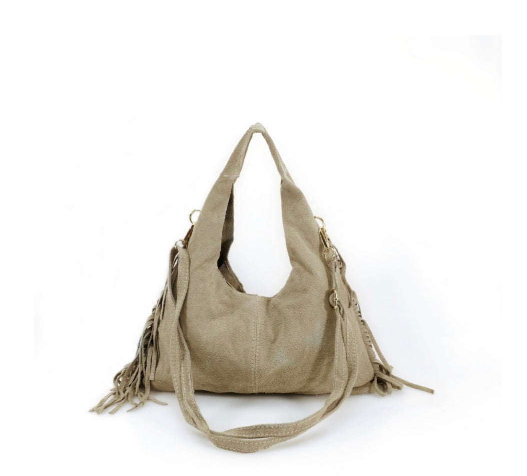 Suede Fringe Bag – Black