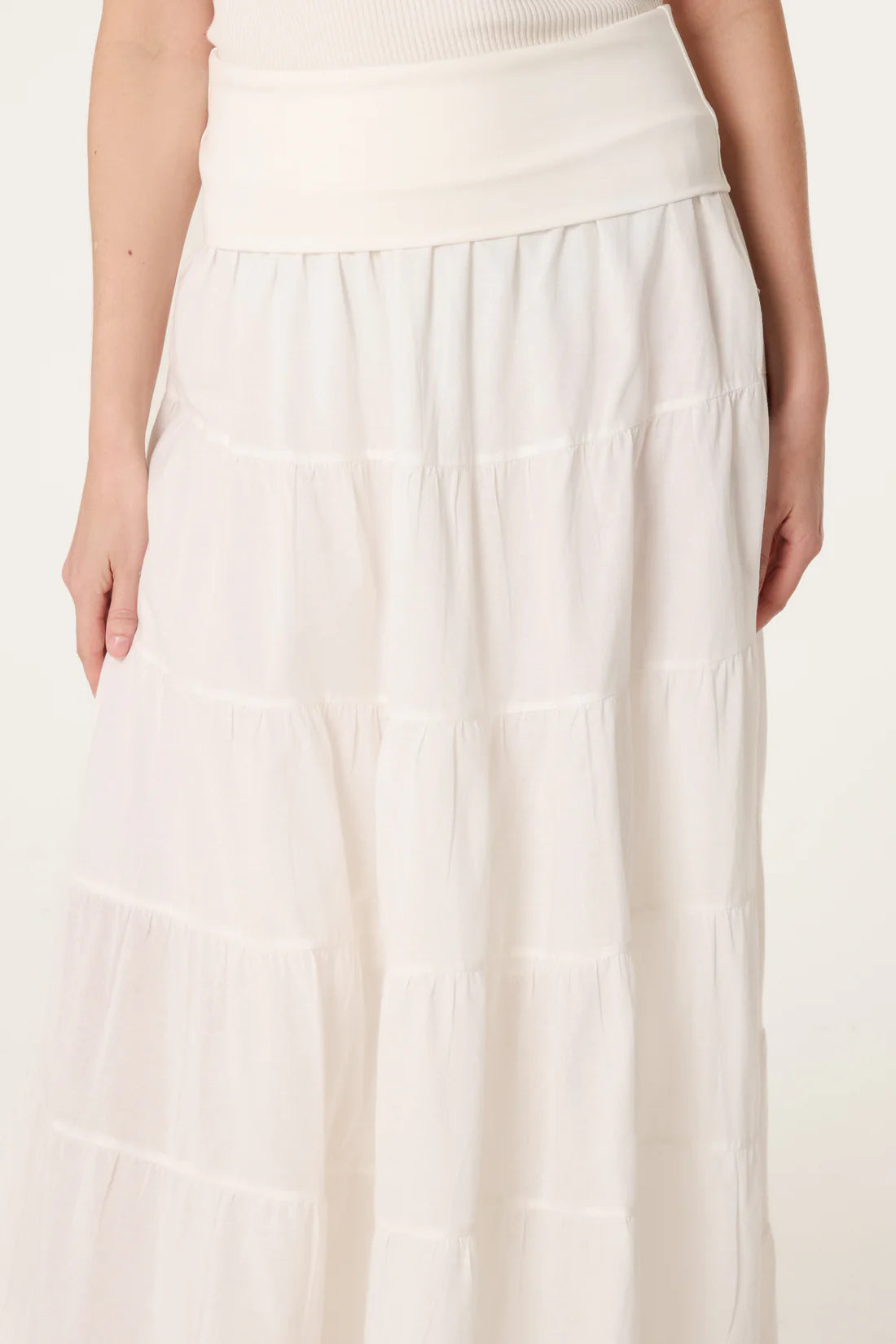 Jersey Band Tiered Maxi Skirt