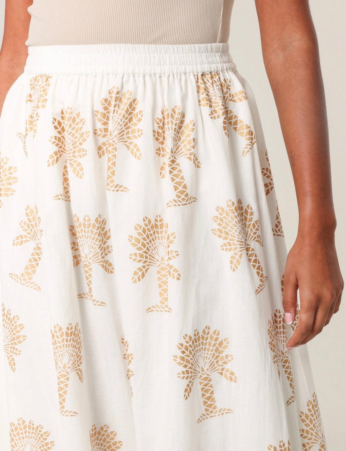 Palm Tree Print Maxi Skirt