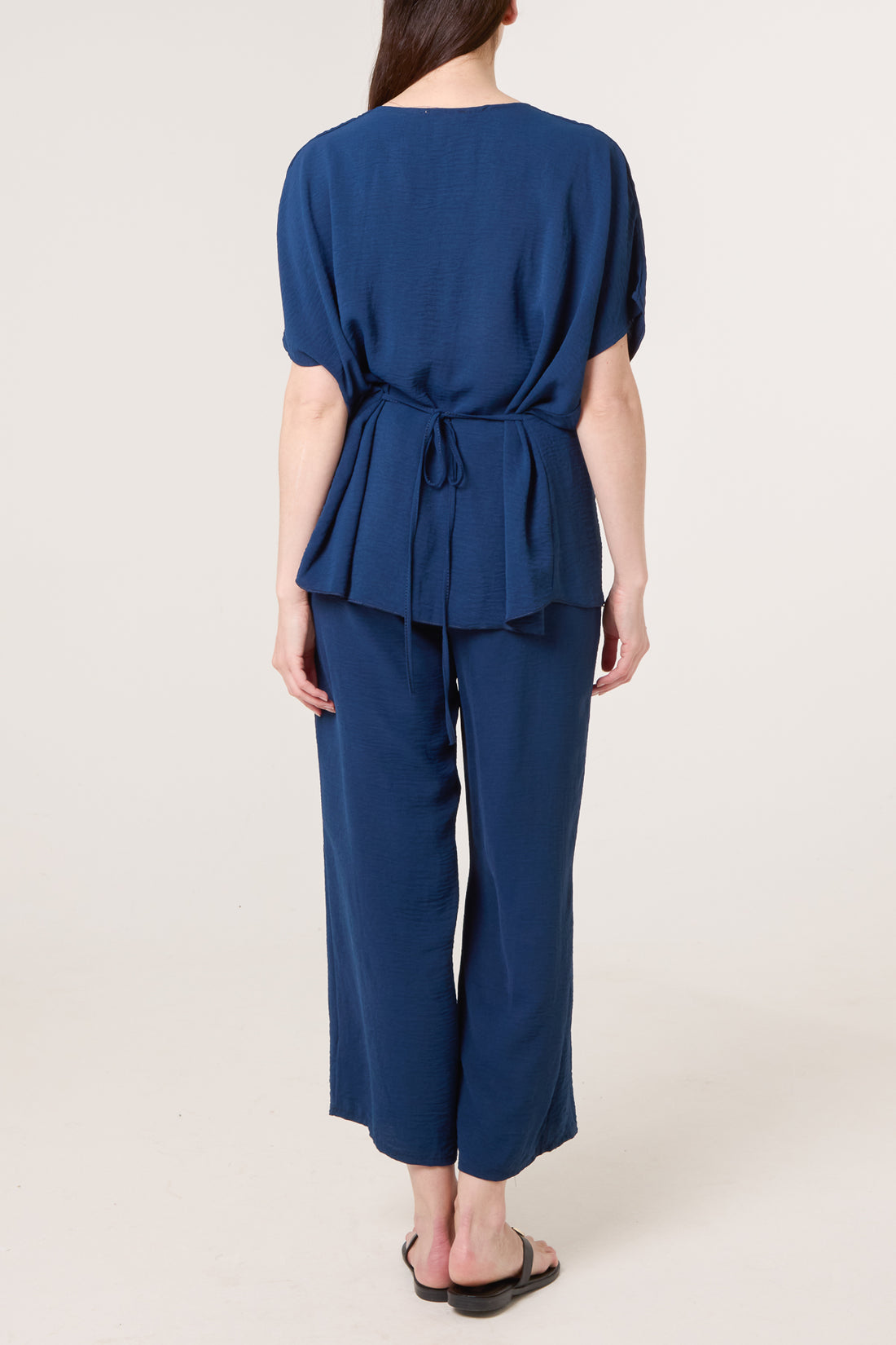 Two Piece Buckle Trouser Set Navy - back view