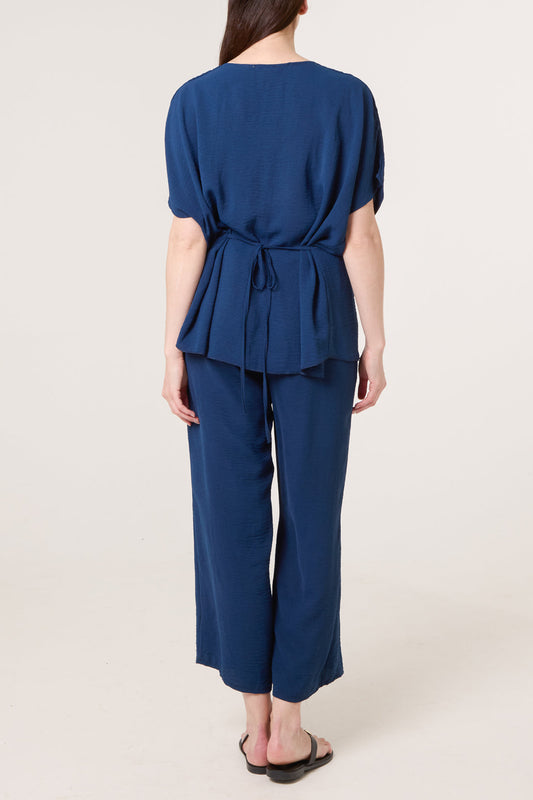 Two Piece Buckle Trouser Set Navy - back view