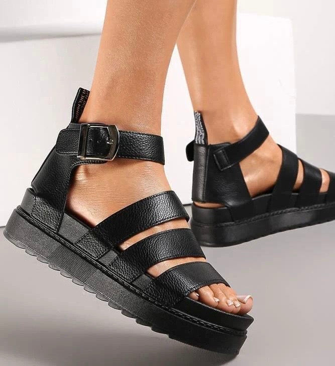 Black Gladiator Platform Sandals