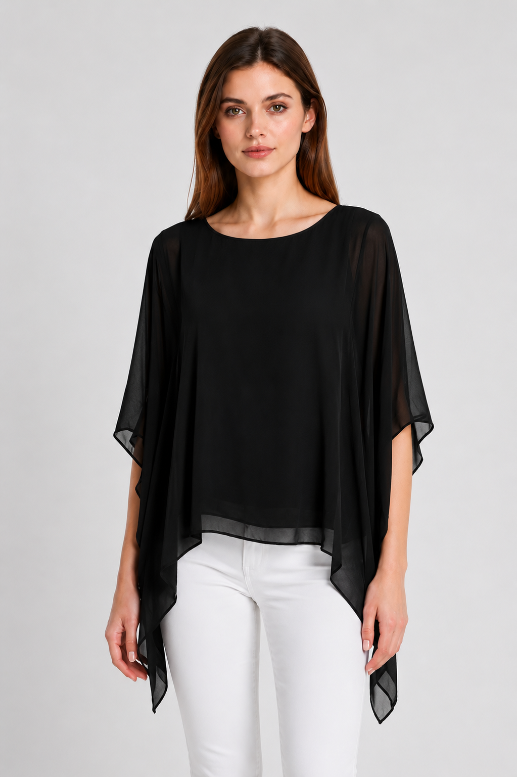 Silk & Viscose Overlay Top with Built-In Vest