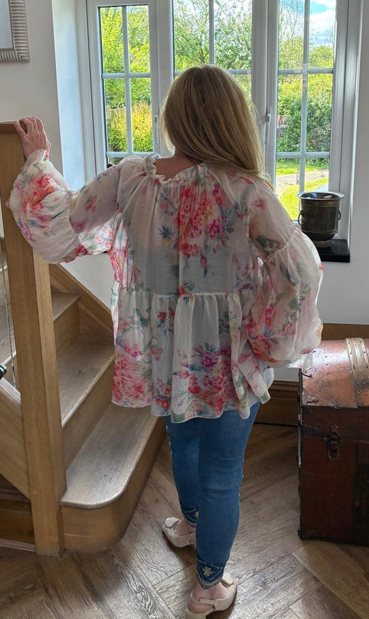 Cream Floral Top