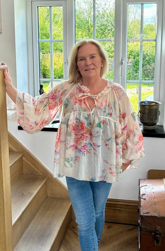 Cream Floral Top