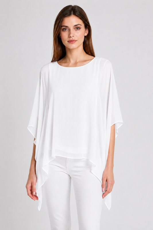 Silk & Viscose Overlay Top with Built-In Vest