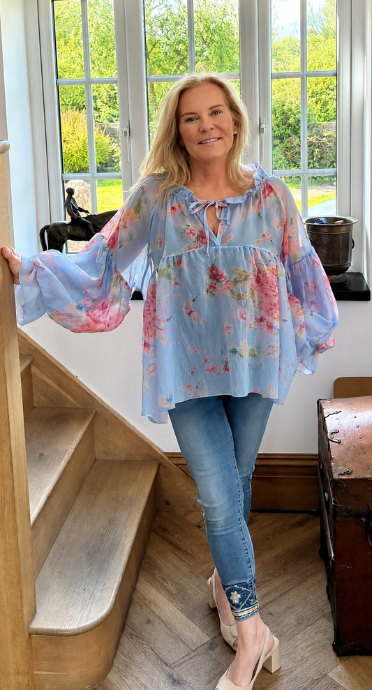 Blue Floral Top