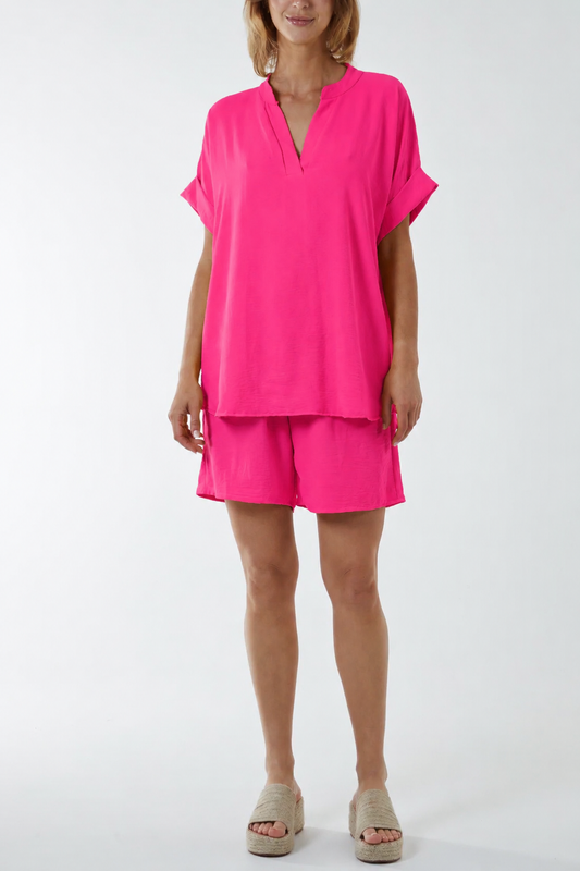 V-Neck Top and Shorts Set