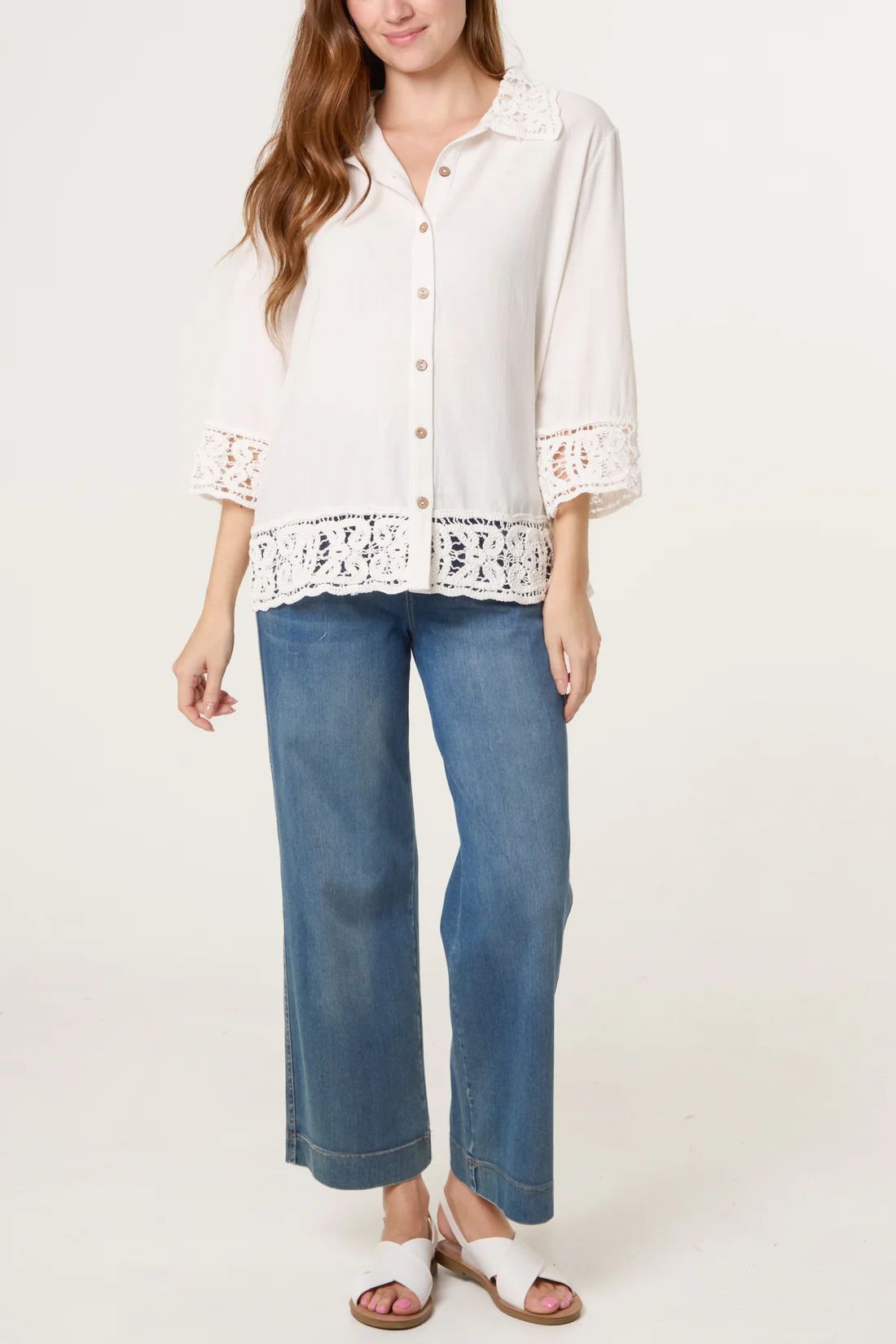 Crochet Linen Loose Fit Shirt