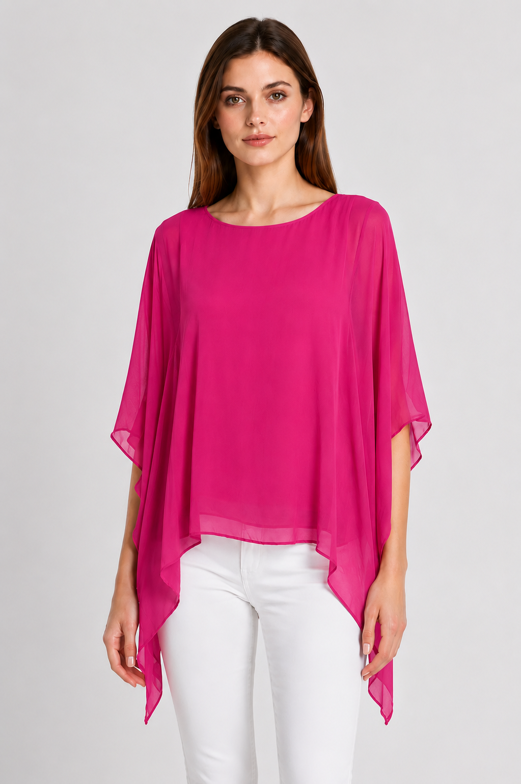Silk & Viscose Overlay Top with Built-In Vest