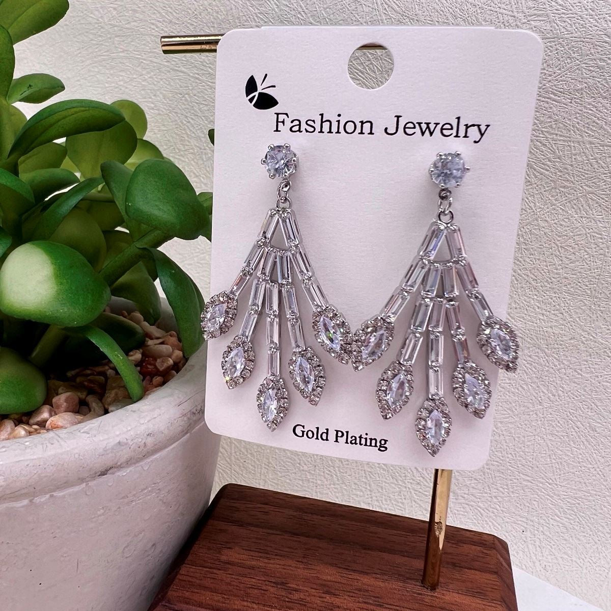 Silver Crystal Chandelier Drop Earrings