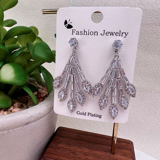 Silver Crystal Chandelier Drop Earrings
