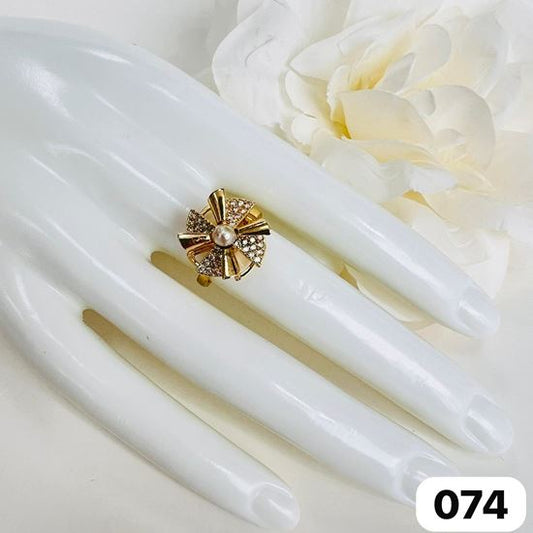 Gold Crystal Flower Spinner Anxiety Ring
