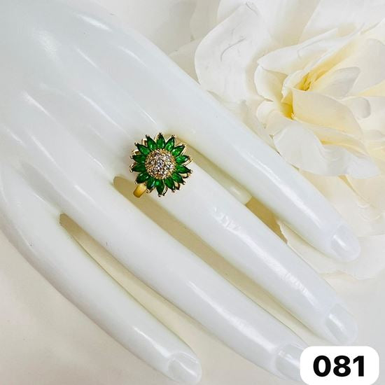Gold & Green Crystal Sunflower Spinner Anxiety Ring
