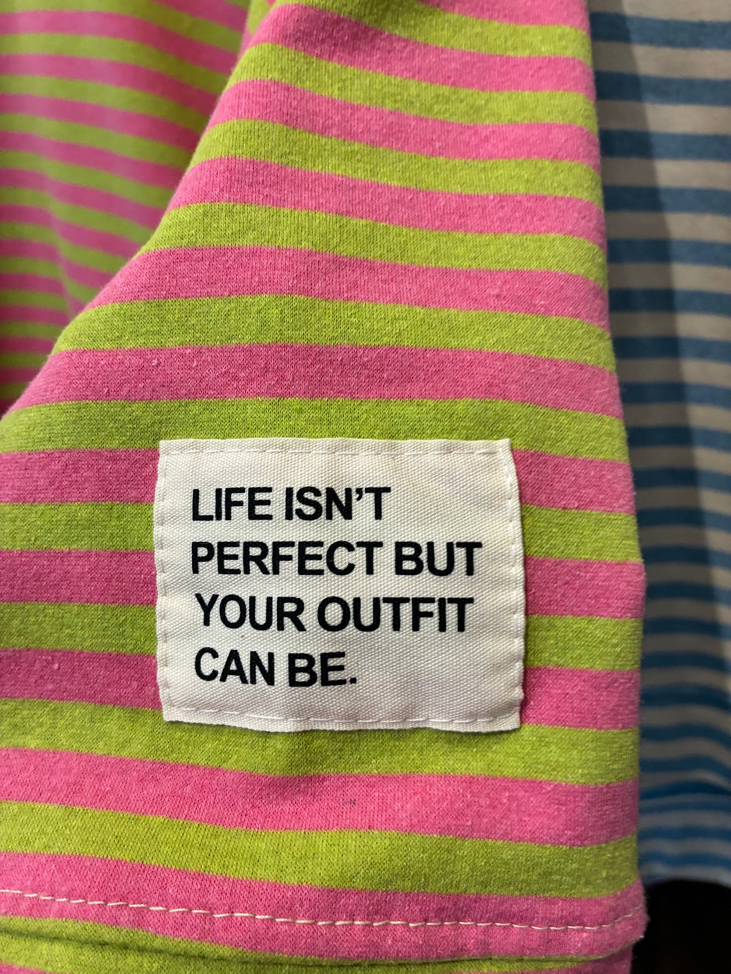 Stripe Slogan Sweatshirt – Green & Pink