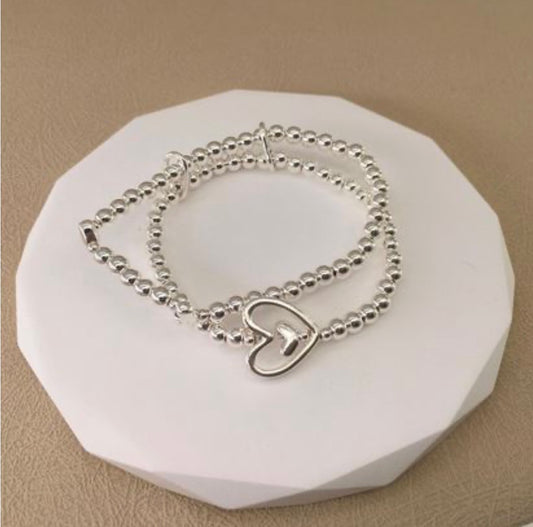 Silver Double Heart Bracelet