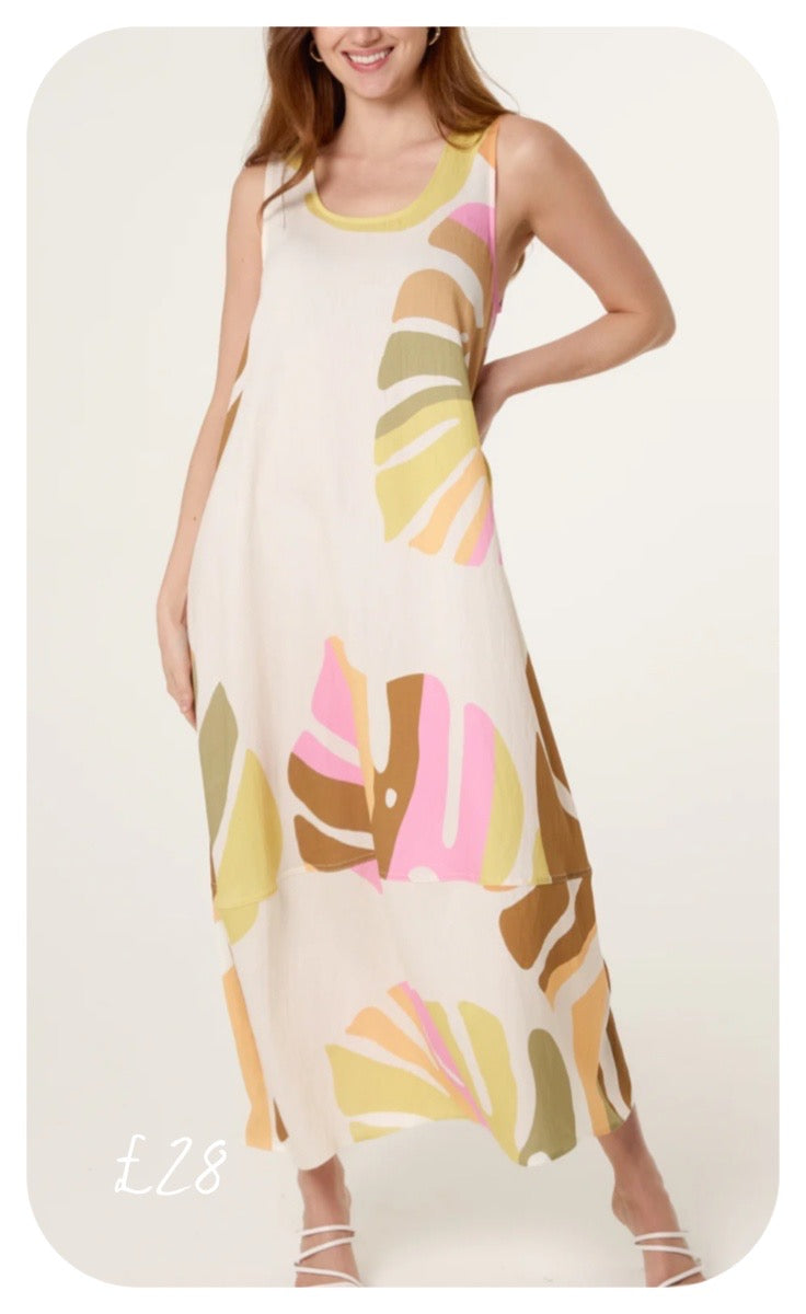 Tropical Leaf Print Dress