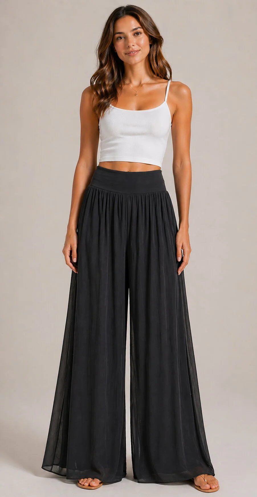 Wide Leg Palazzo Pants – Black