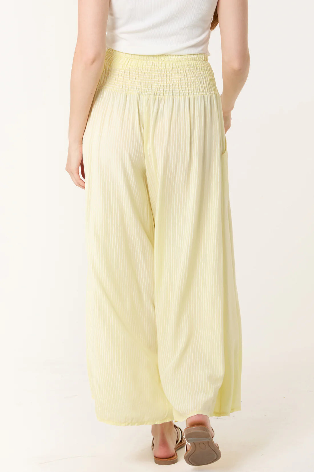 Pin Striped Wide Leg Trousers – Lemon