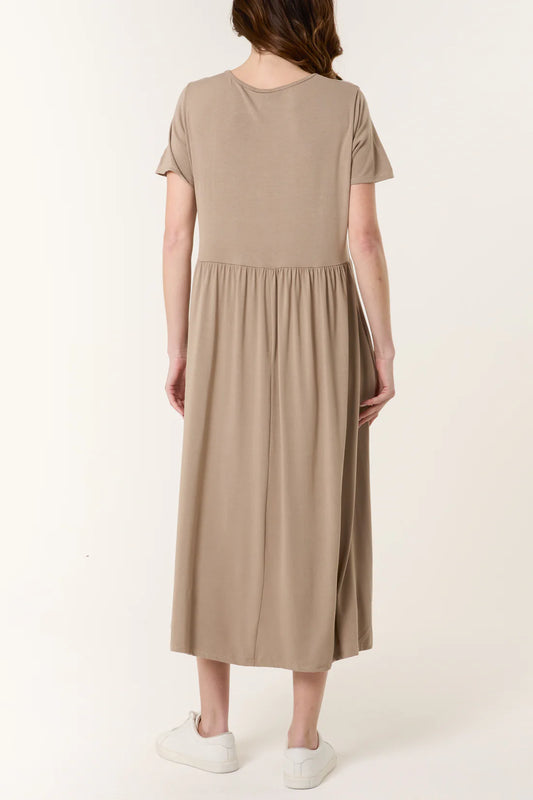 Stretch Tiered Midi Dress – Mocha