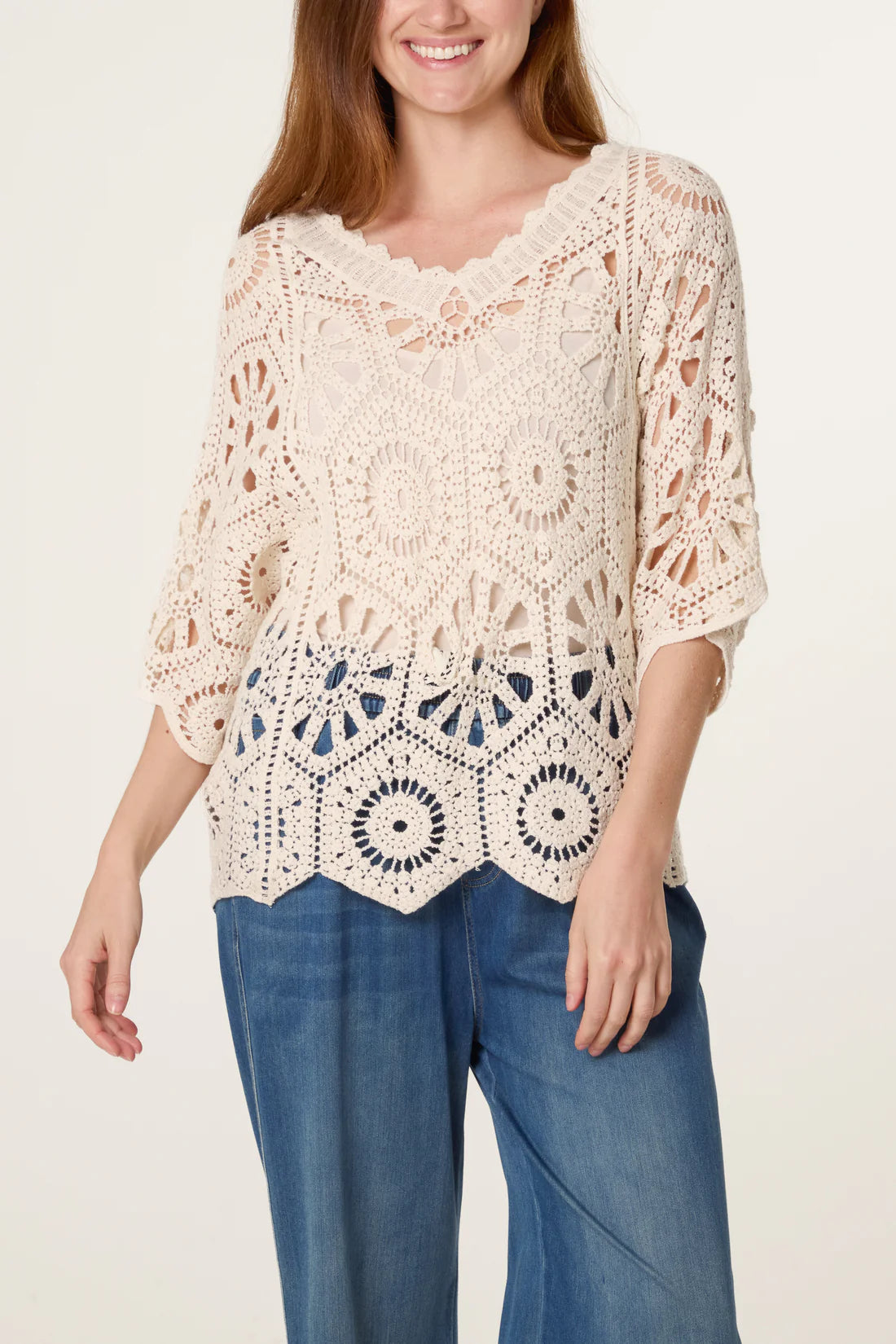 Crochet Lace Top – Beige