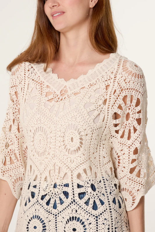 Crochet Lace Top – Beige