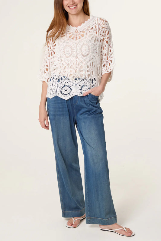Crochet Lace Top – White