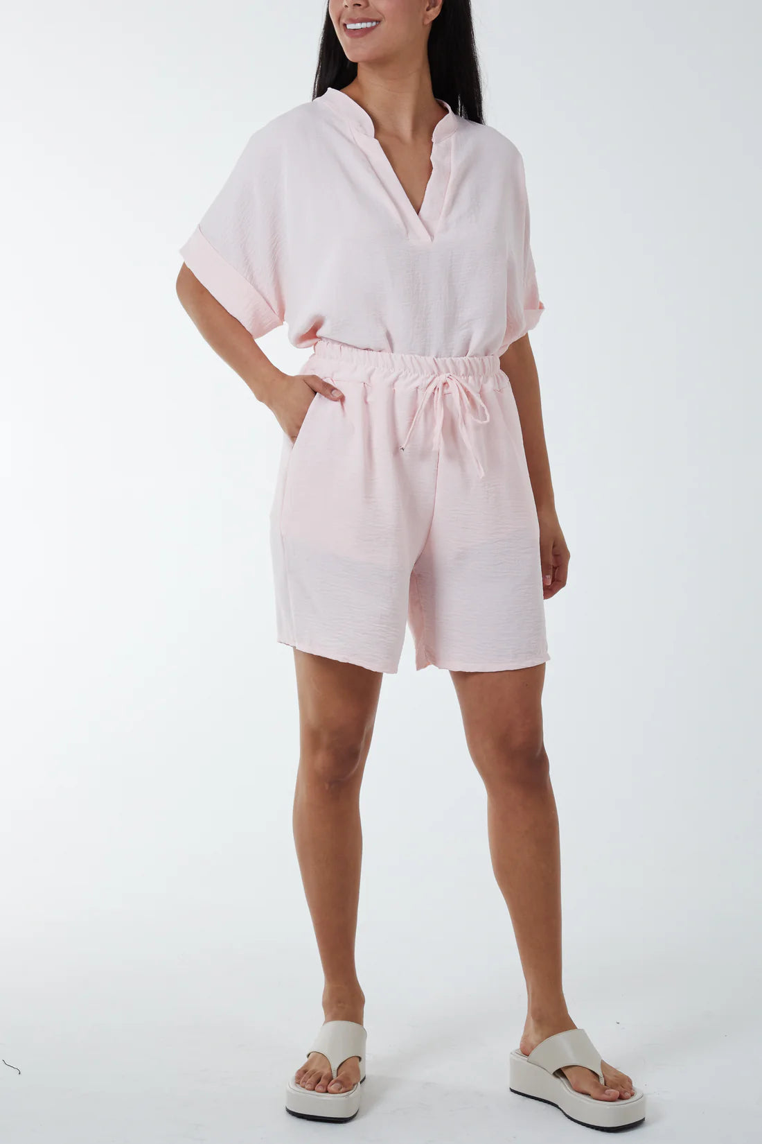 V-Neck Top and Shorts Set
