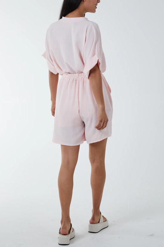 V-Neck Top and Shorts Set