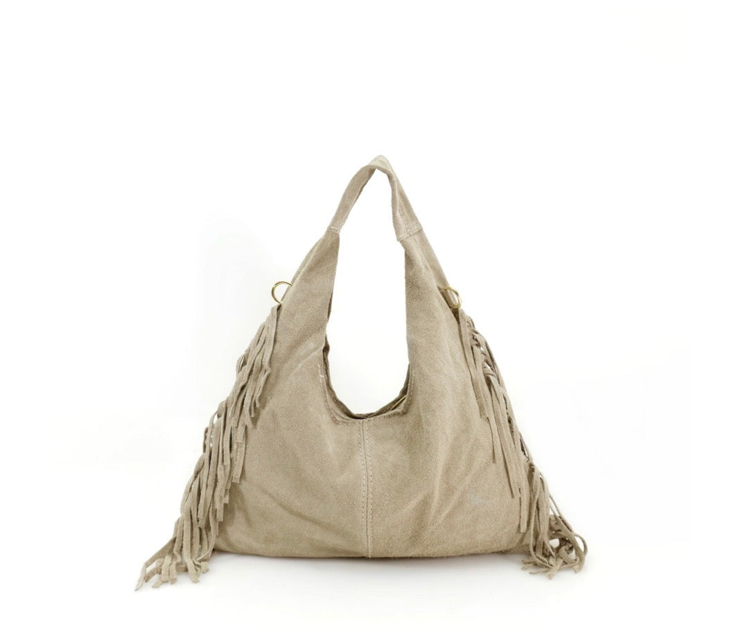 Suede Fringe Bag – Black