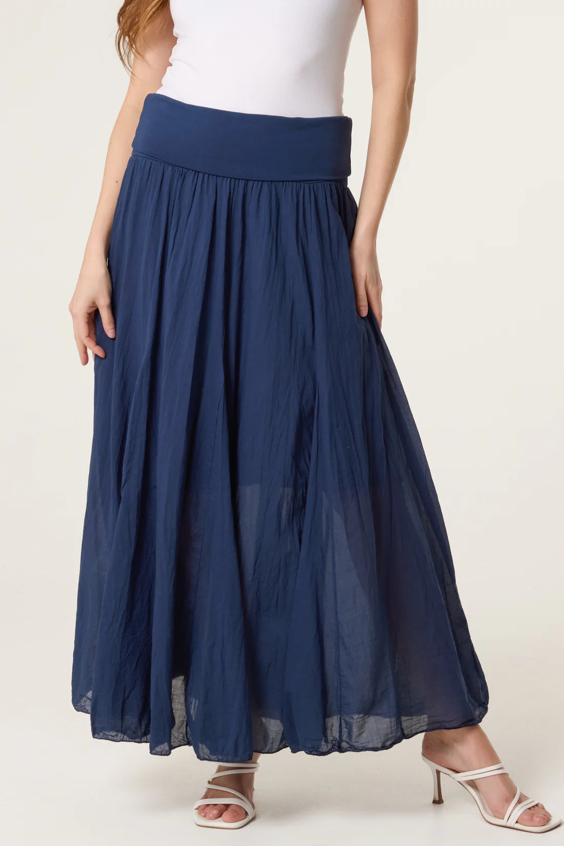 Italian Crinkle Waistband Maxi Skirt