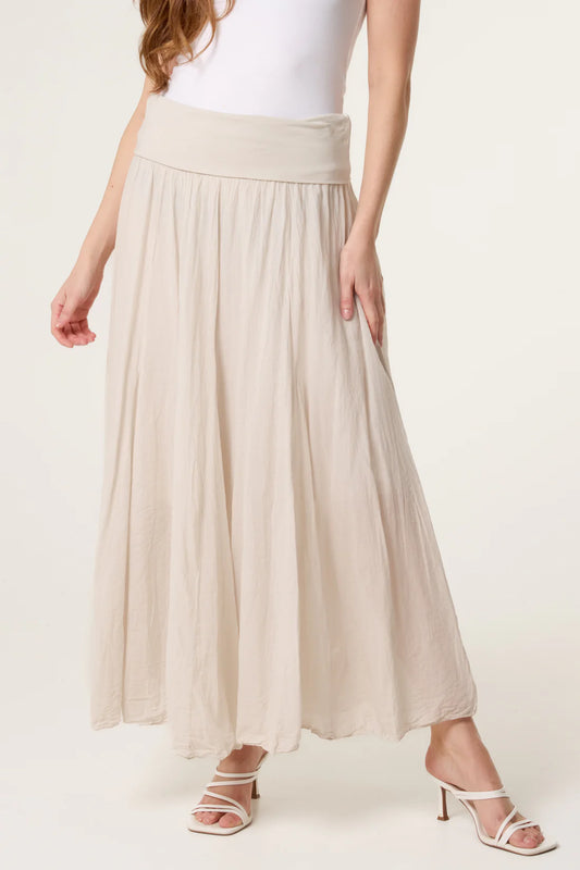 Italian Crinkle Waistband Maxi Skirt