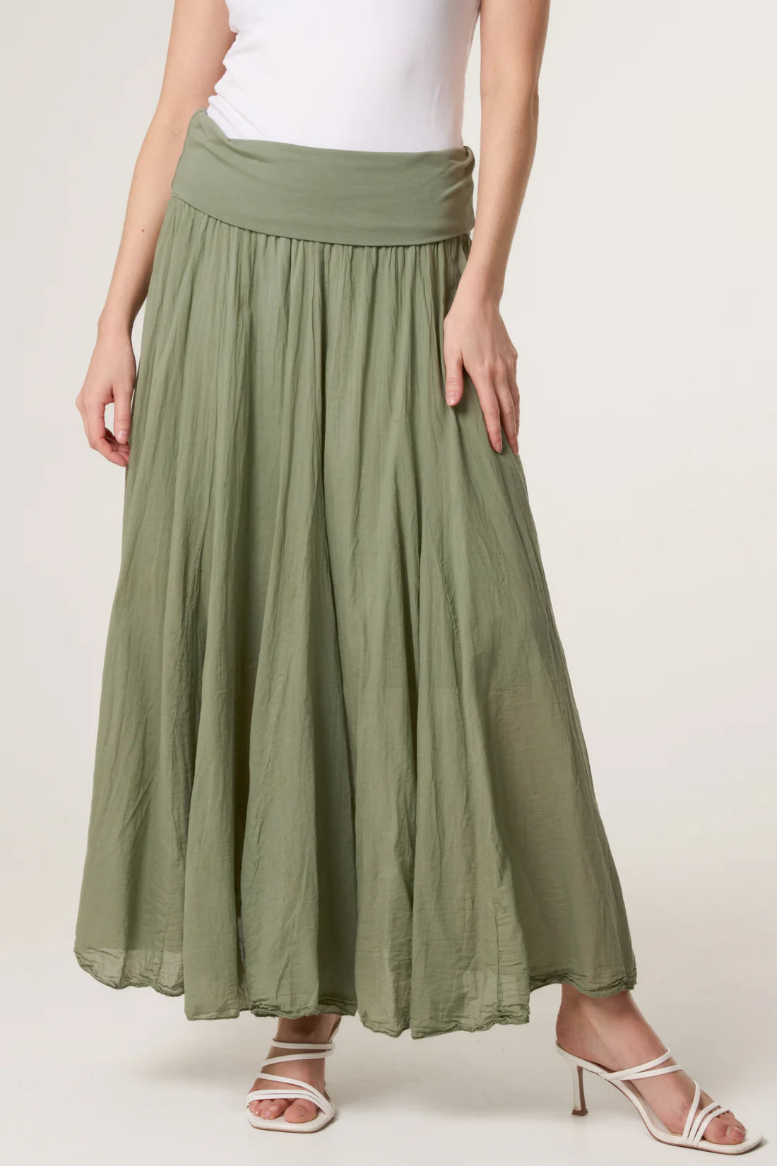 Italian Crinkle Waistband Maxi Skirt