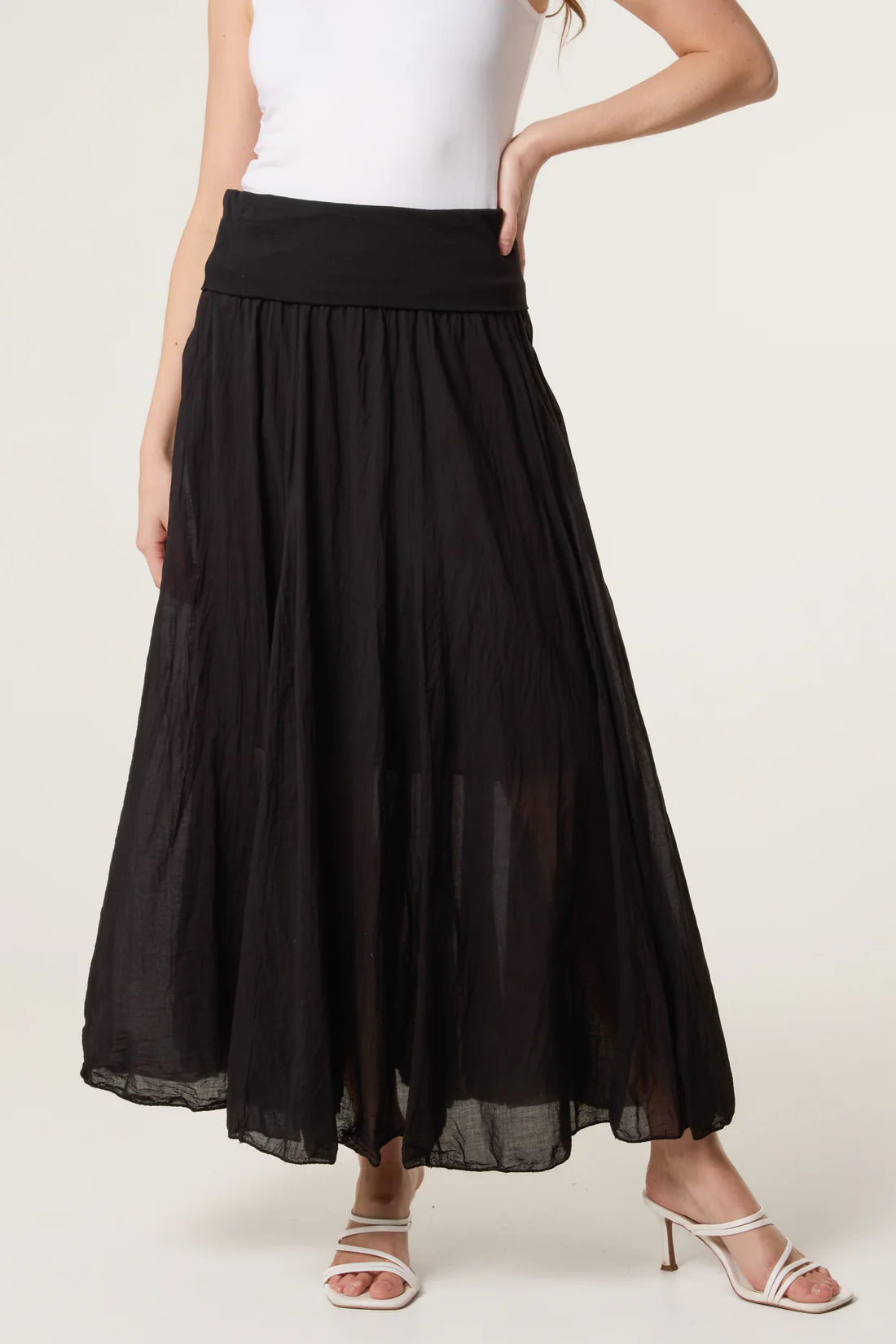 Italian Crinkle Waistband Maxi Skirt