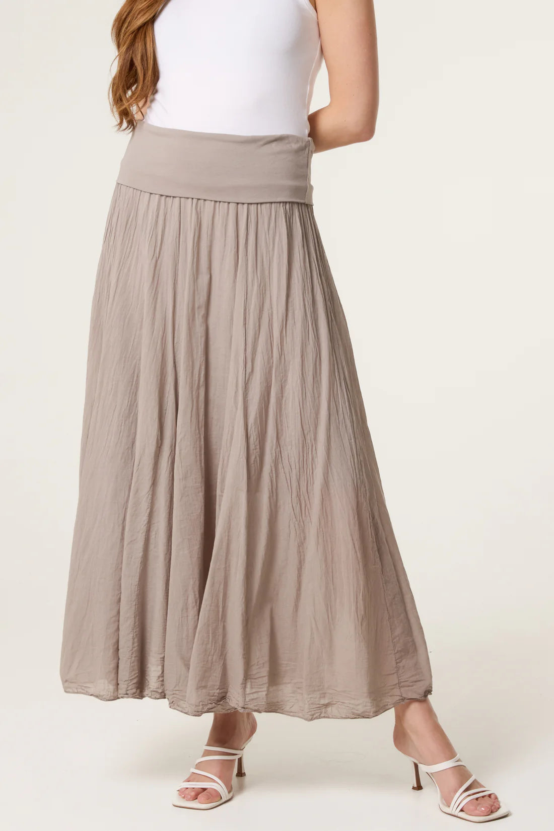 Italian Crinkle Waistband Maxi Skirt