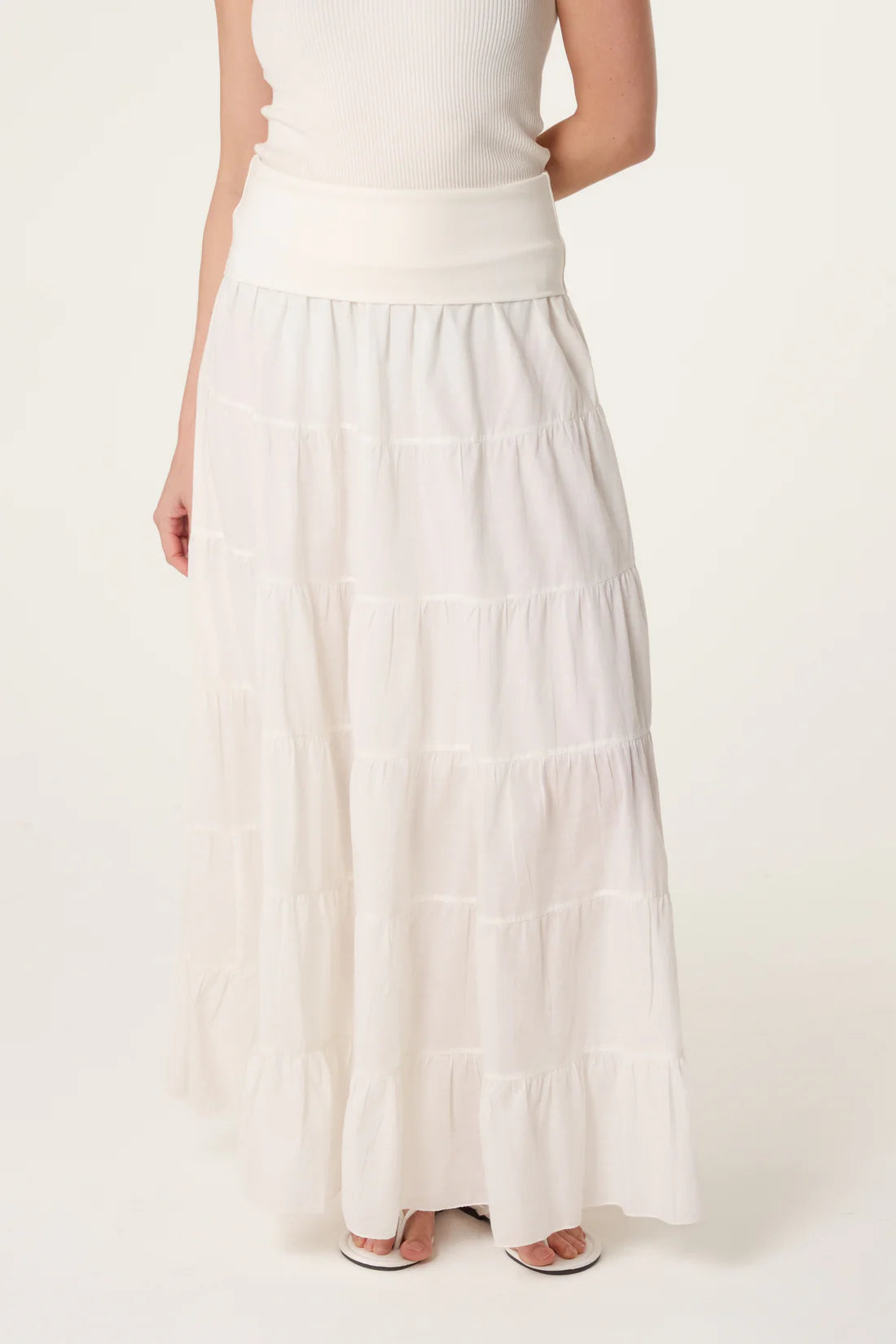 Jersey Band Tiered Maxi Skirt