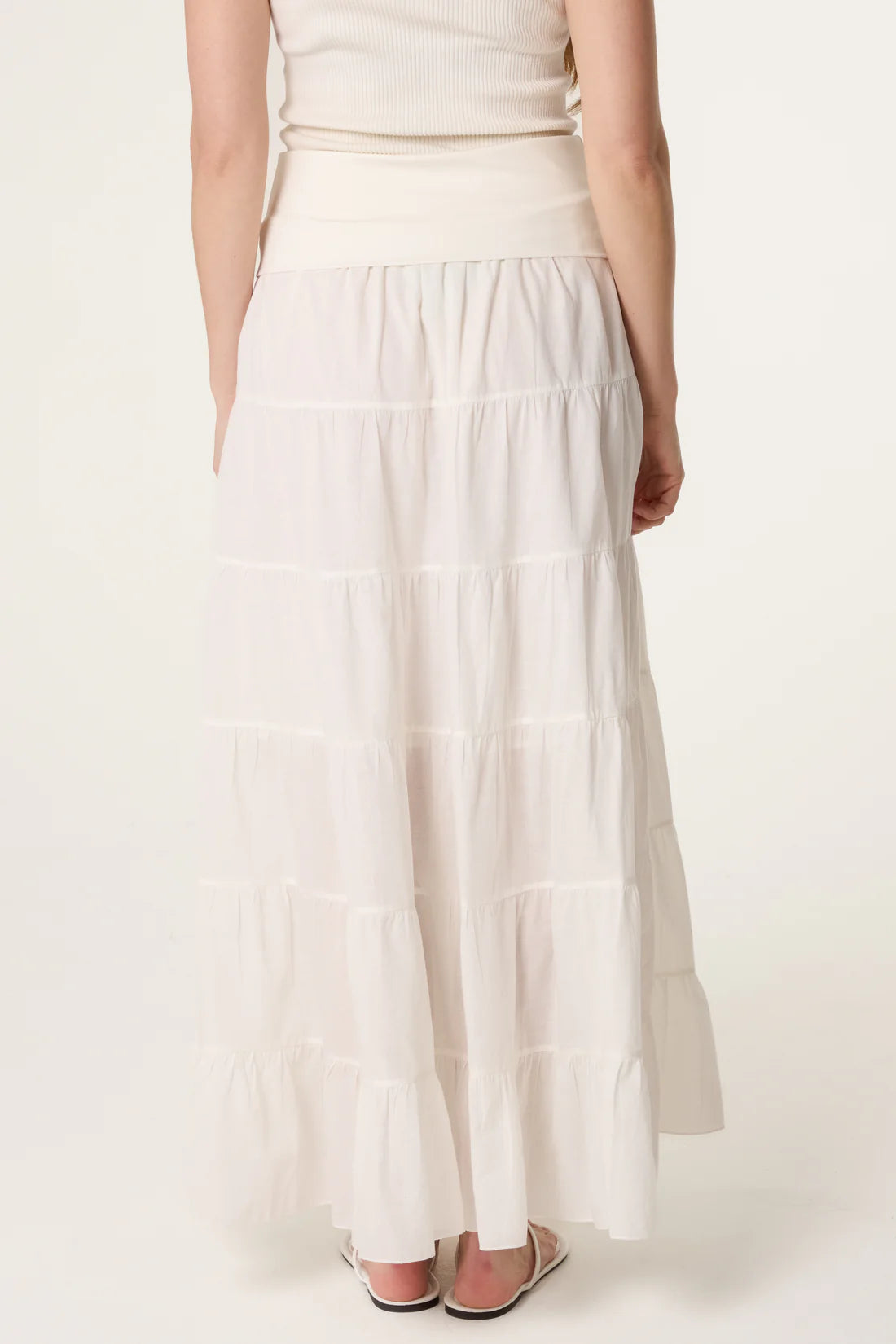 Jersey Band Tiered Maxi Skirt