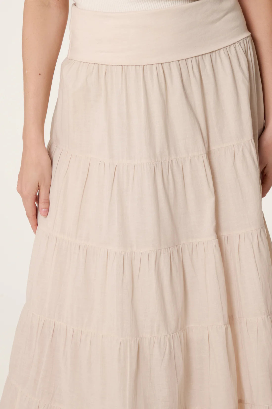 Jersey Band Tiered Maxi Skirt