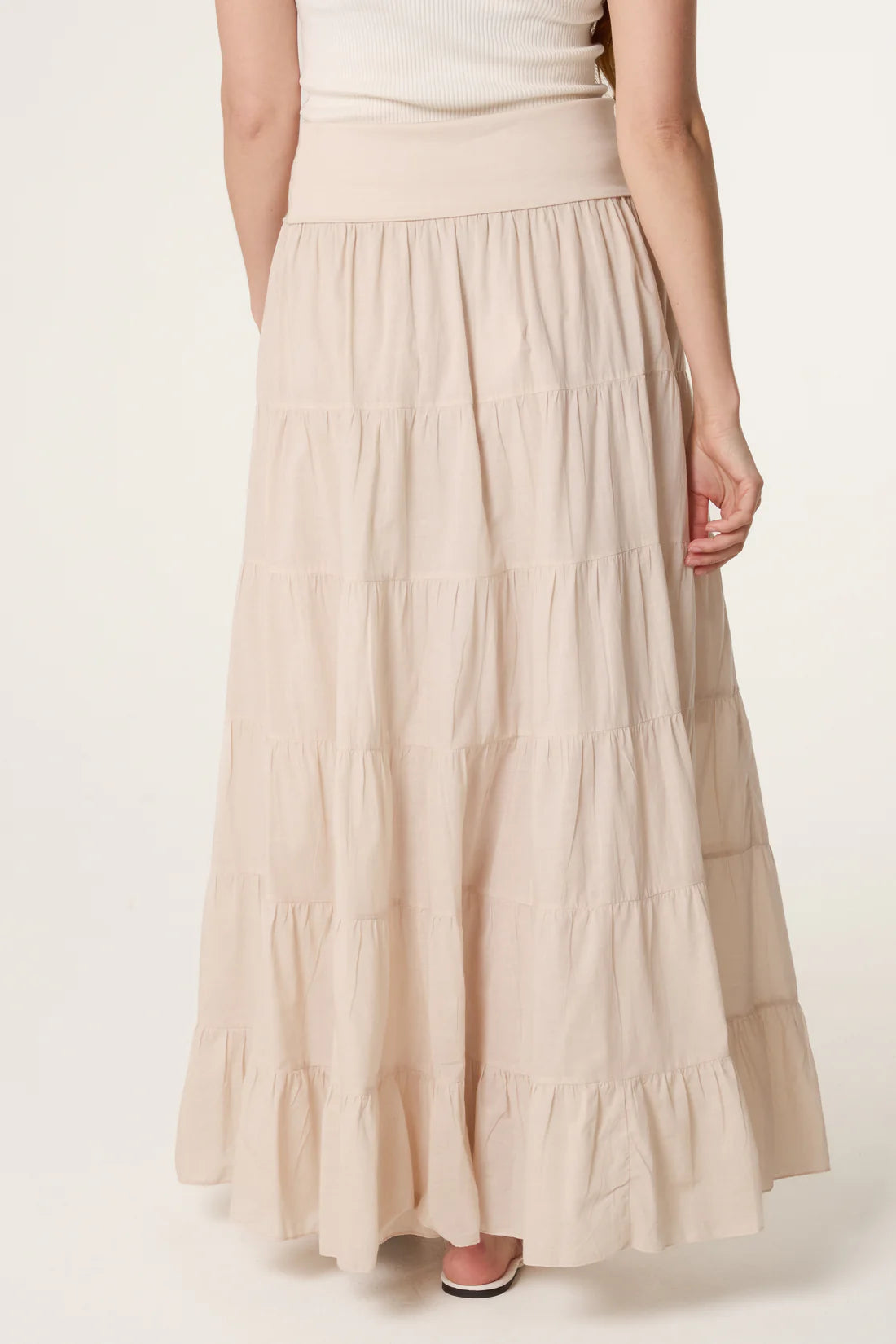 Jersey Band Tiered Maxi Skirt