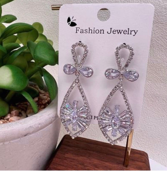 Crystal Bow & Teardrop Statement Earrings