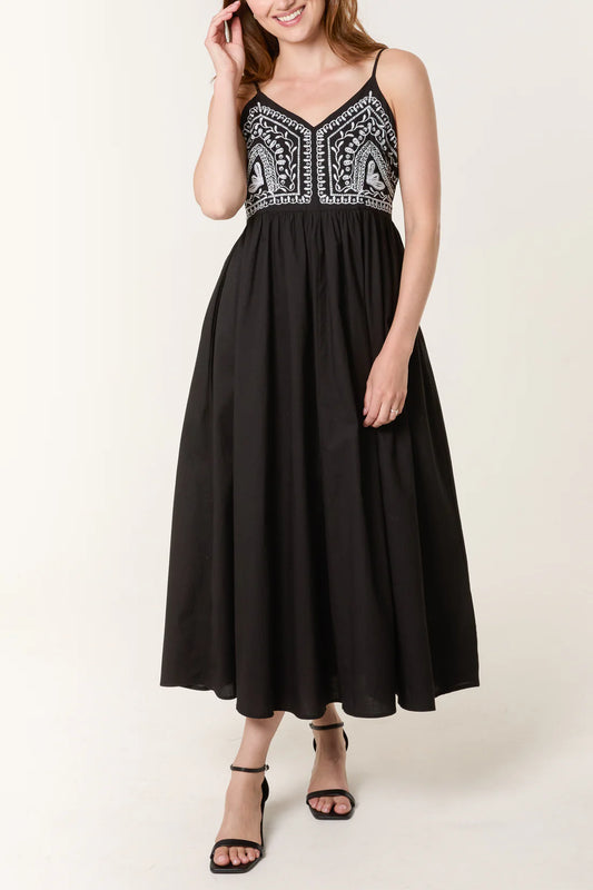Black Embroidered Maxi Dress