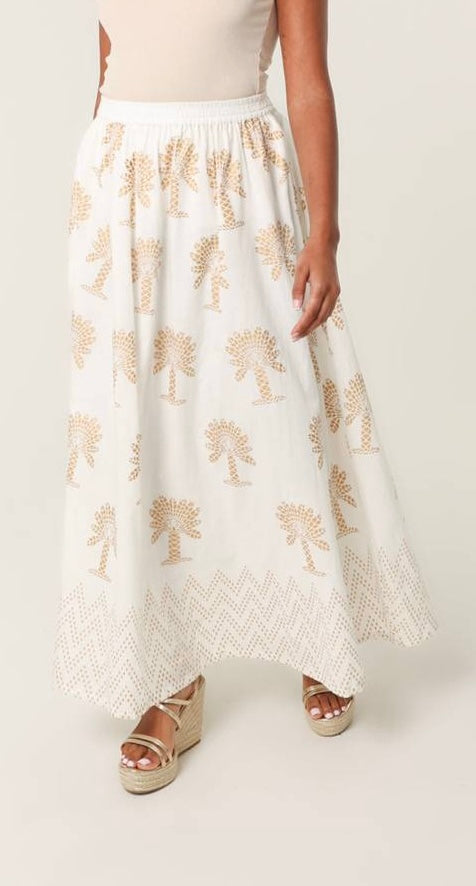 Palm Tree Print Maxi Skirt