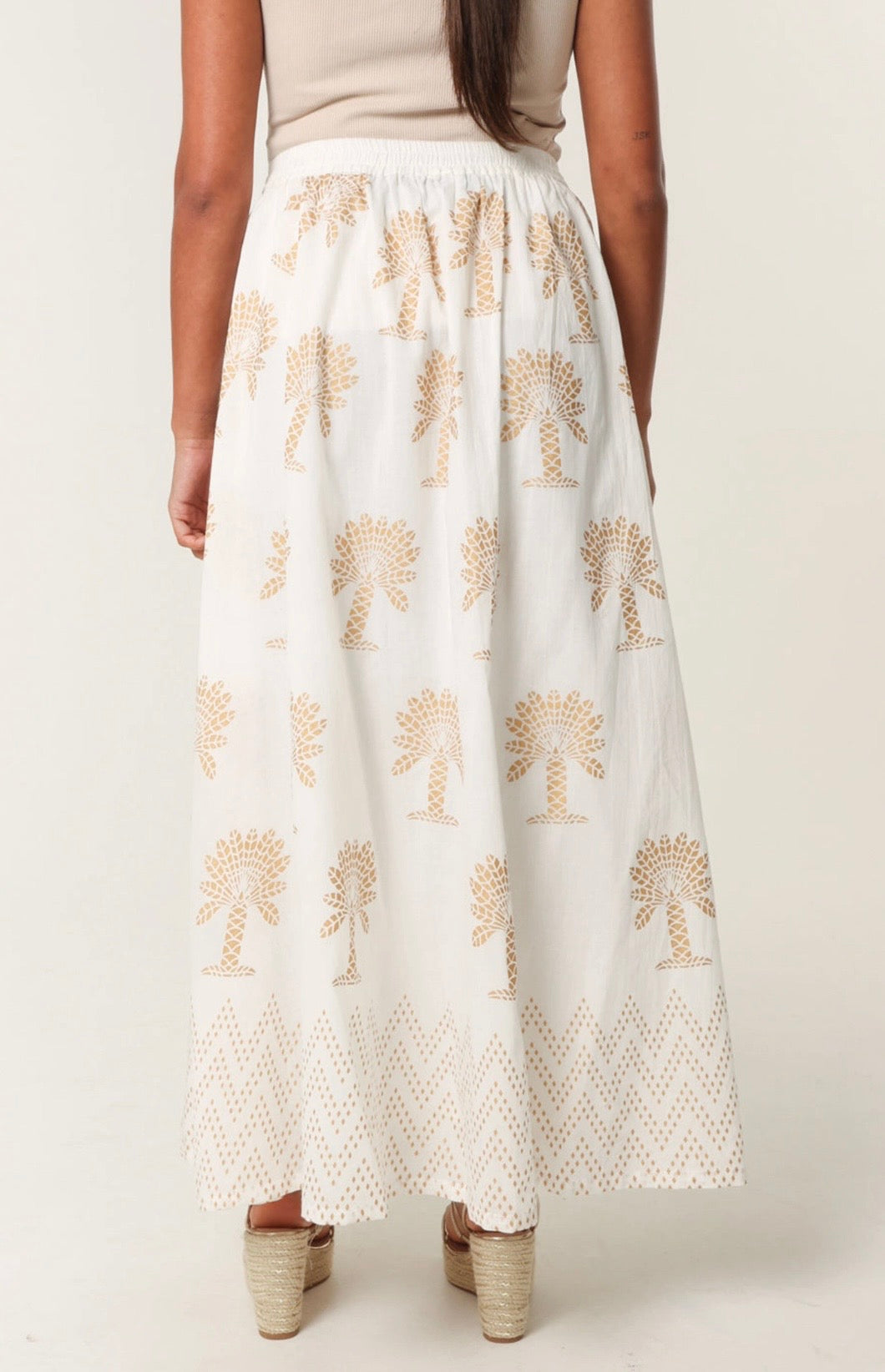 Palm Tree Print Maxi Skirt