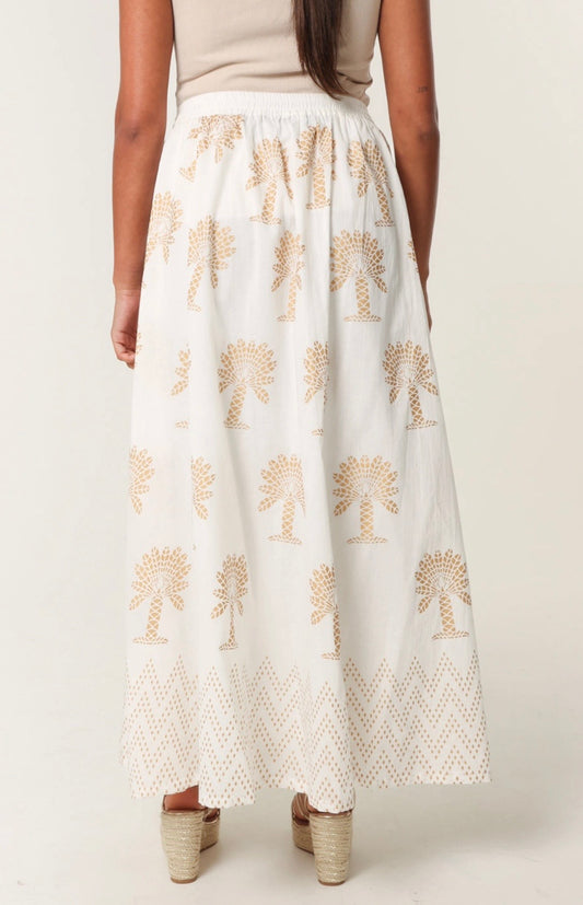 Palm Tree Print Maxi Skirt