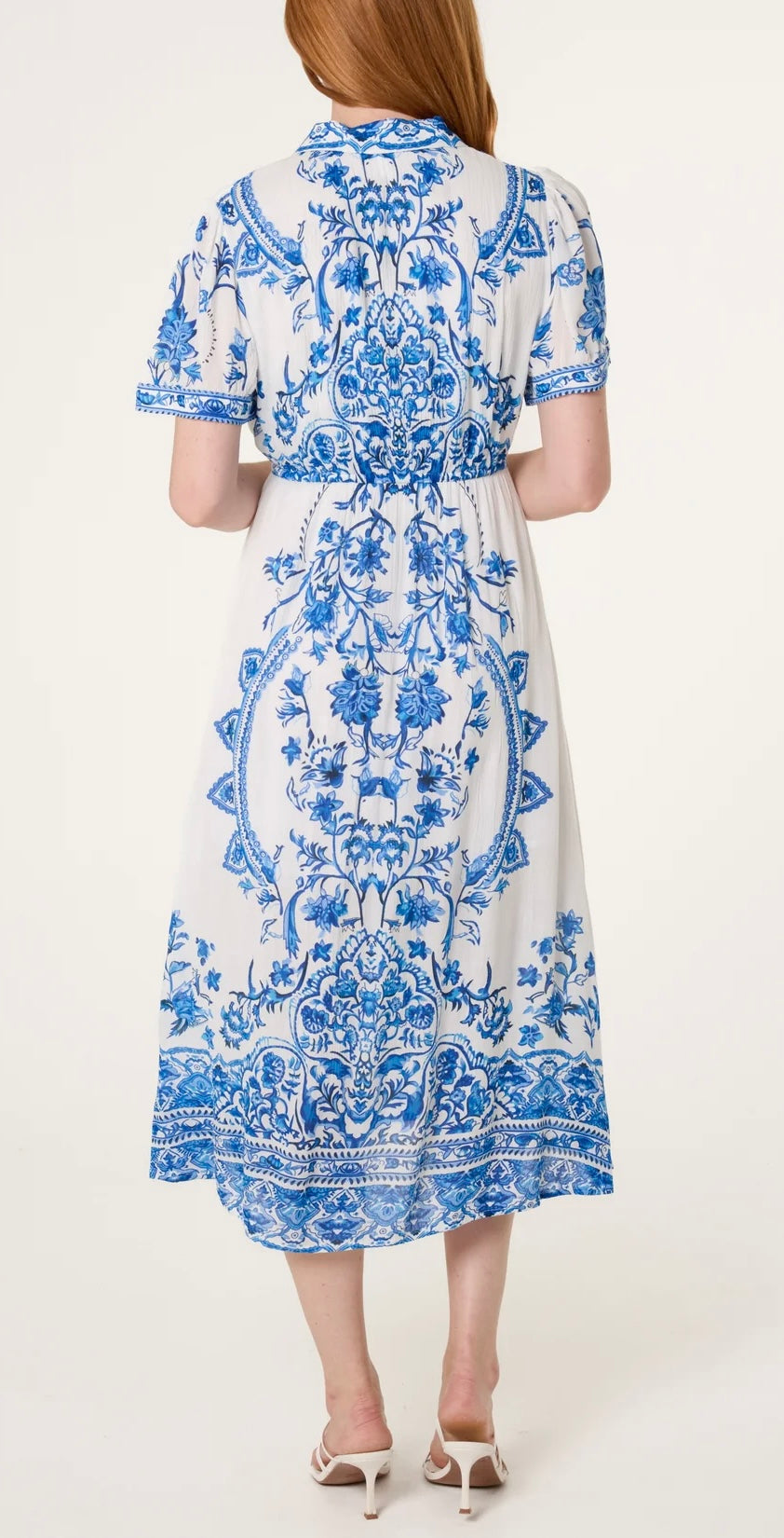 Baroque Print Button Through Dress - back view
