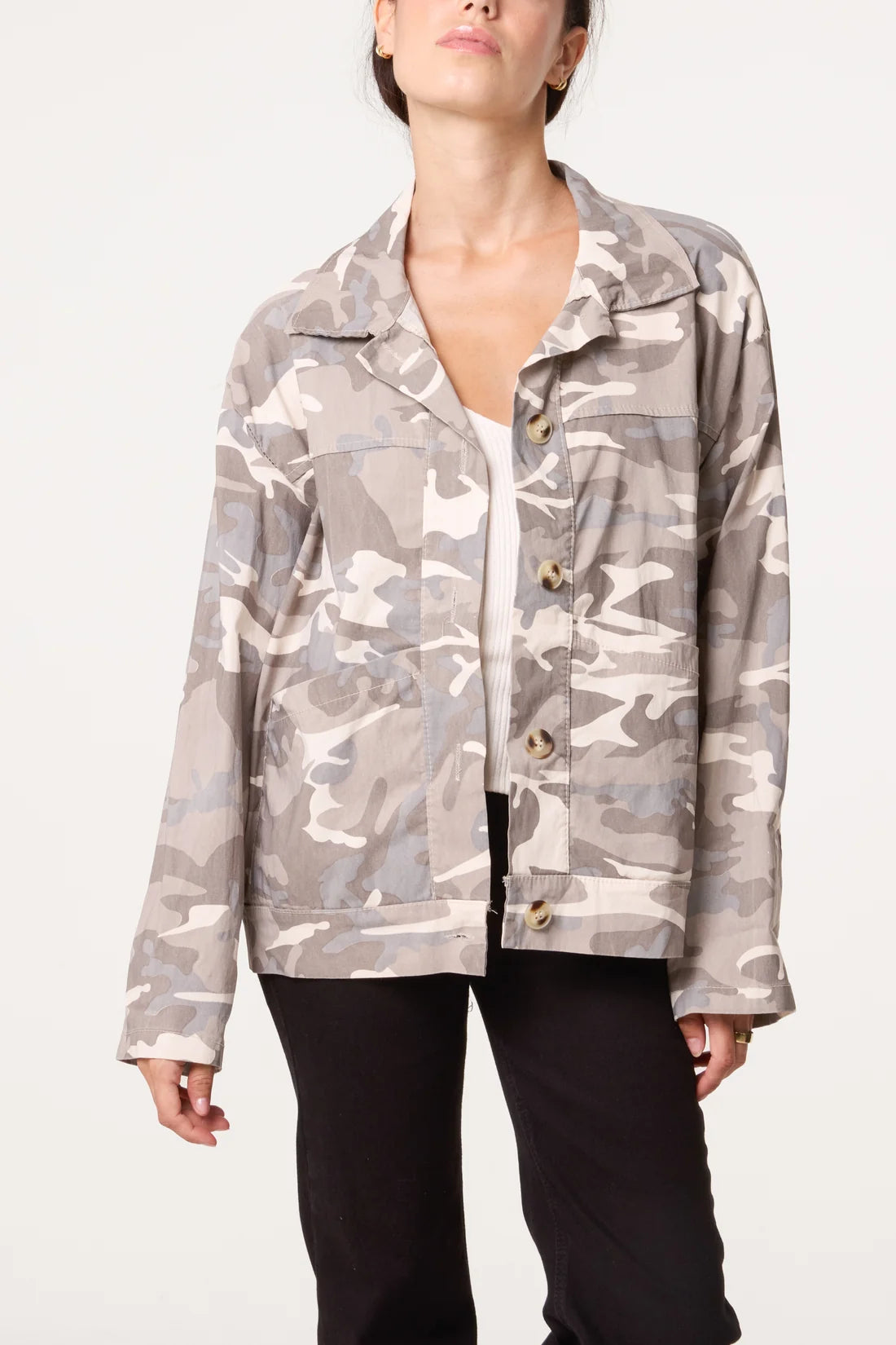 Camouflage Structured Blazer Jacket - front view