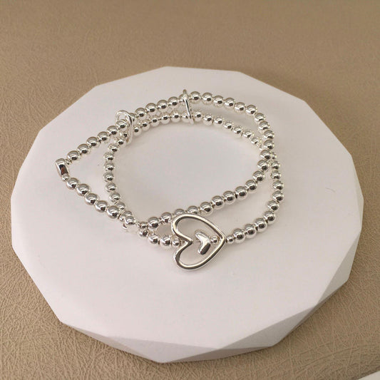 Silver Double Heart Bracelet Set  ✨ Elegant, simple and easy to wear
