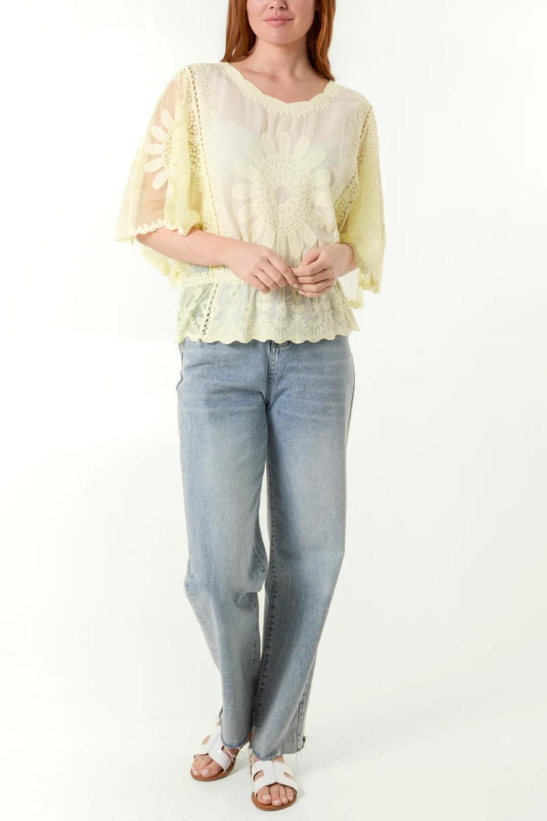Sunflower Lace Sleeve Blouse